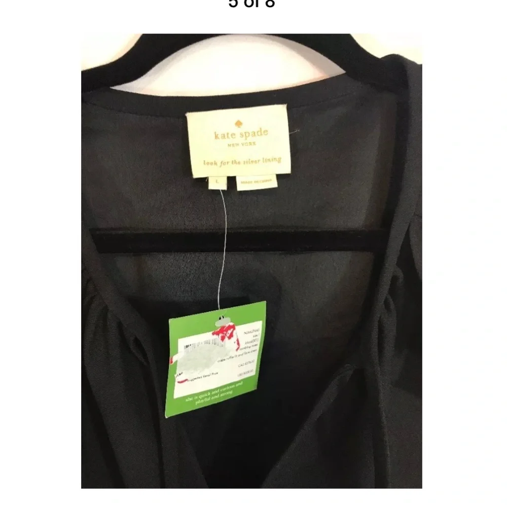 NWT kate‎ spade new york ruffle crepe fit & flare dress black [SZ Large ]